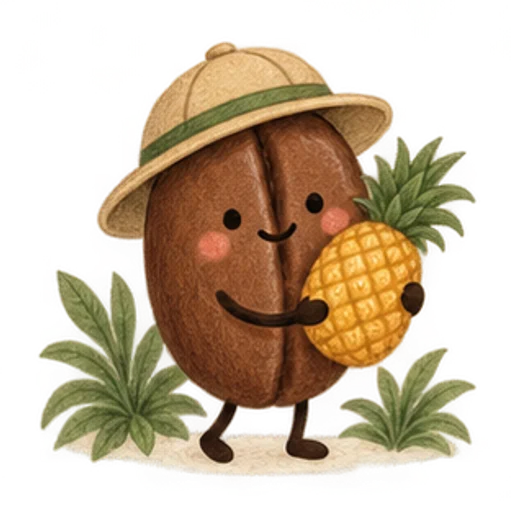 夏日探險家咖啡豆小精靈插畫